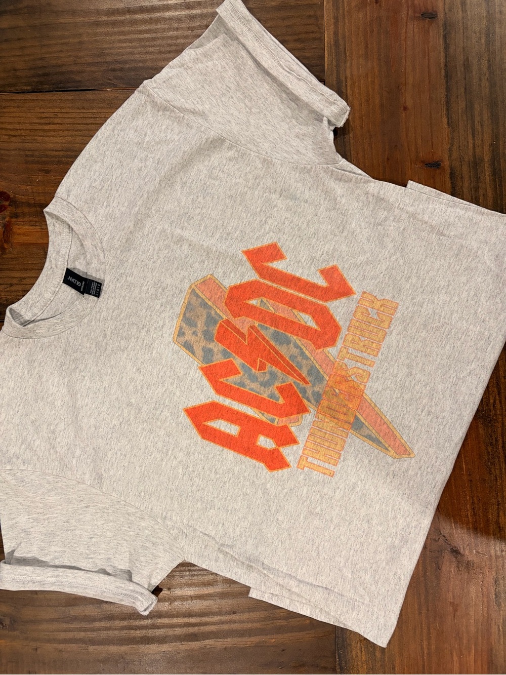 Kids Graphic Tee - Light Heather Gray with Orange AC/DC Print